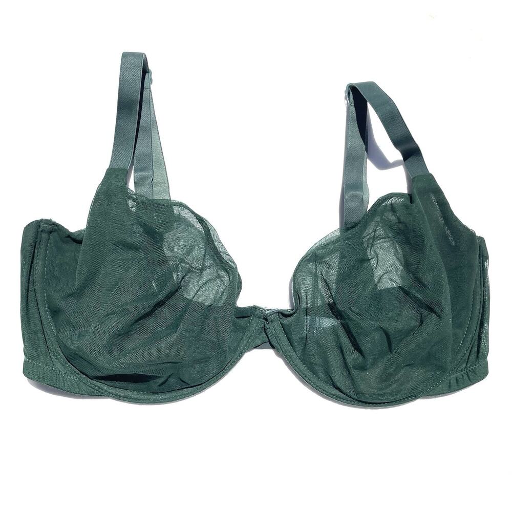 The Great Eros Canova Stretch Tulle Underwire Bra US 36DD Green Italy